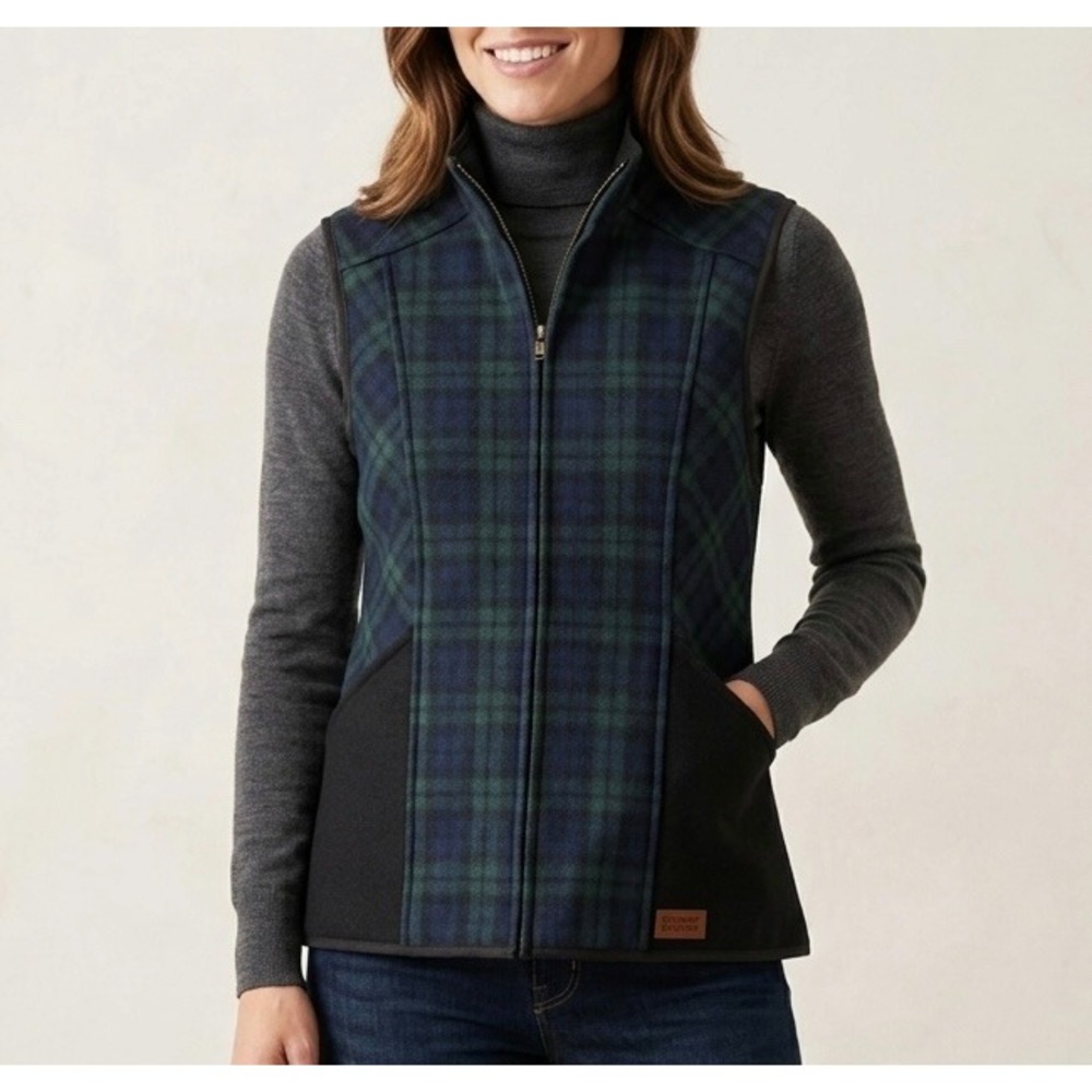 Stormy Kromer Vest Ida Plaid Wool Blend Zip Up Green Black Medium